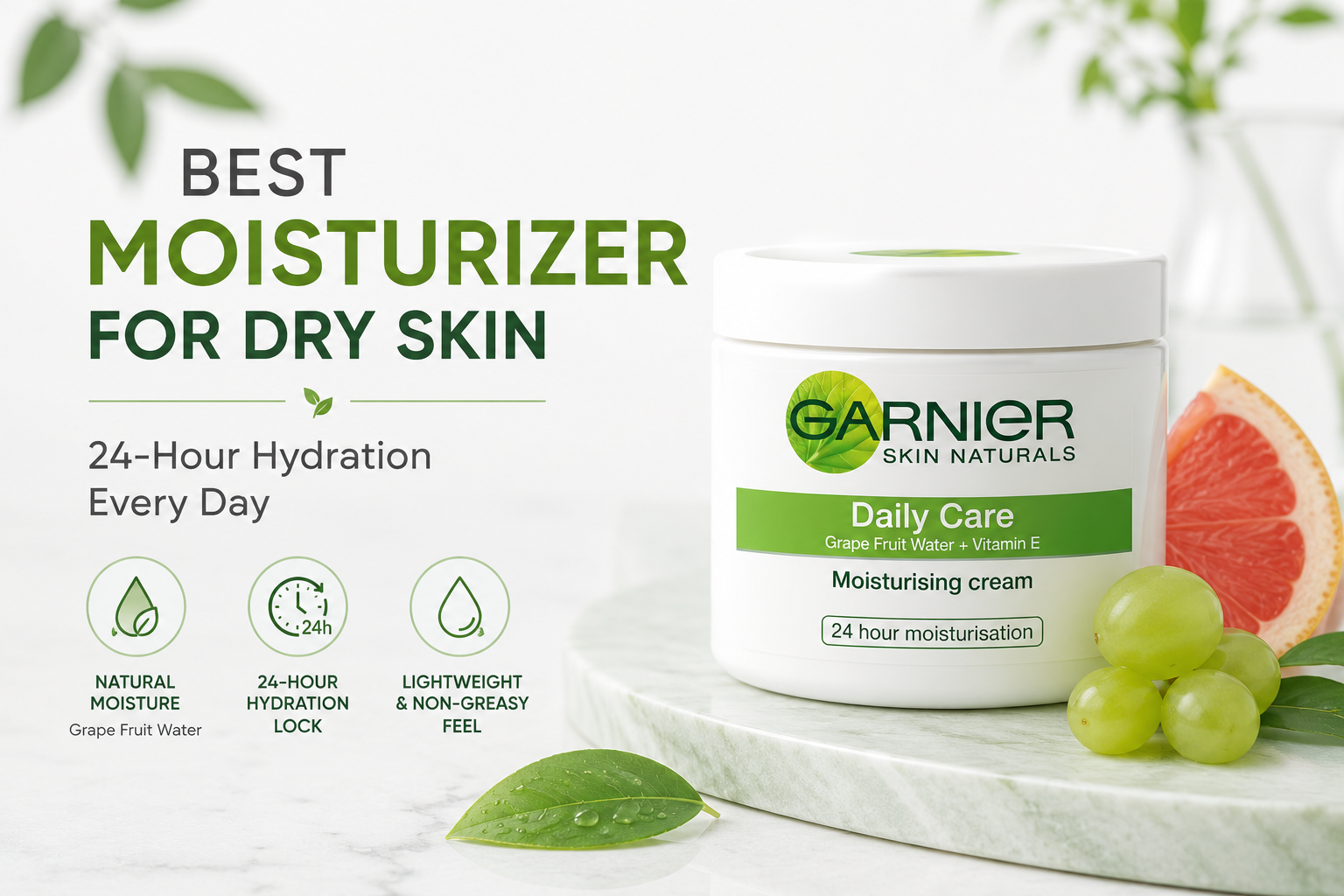 Garnier moisturizer for dry skin with 24-hour hydration