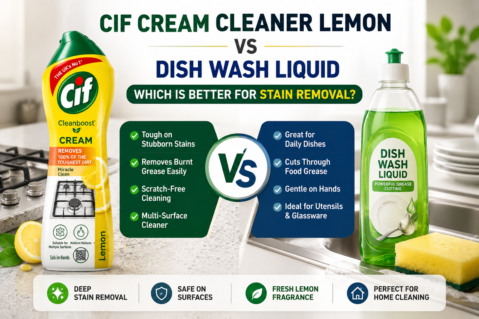 Cif Cream Cleaner Lemon vs Dish Wash Liquid: Which Is Better for Stain Removal?