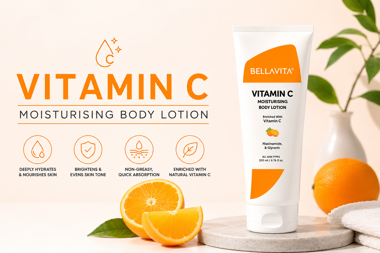 Bellavita Vitamin C Body Lotion for Bright & Healthy Looking Skin