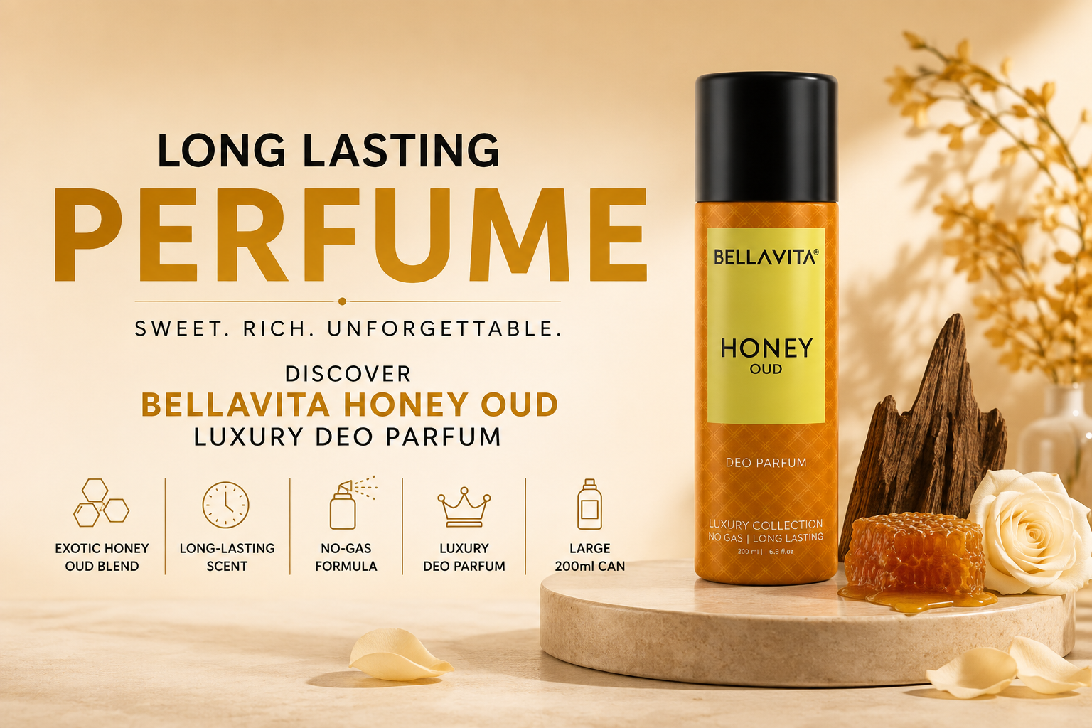 Bellavita Honey Oud Long Lasting Perfume for Everyday Luxury