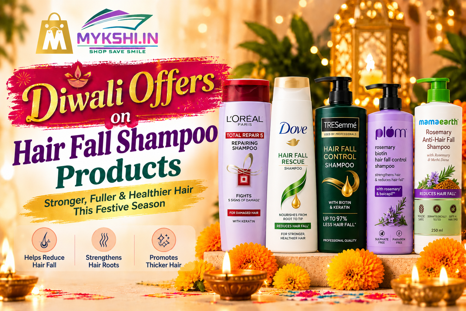 Diwali hair fall shampoo sale 2026 – hair care products on Mykshi
