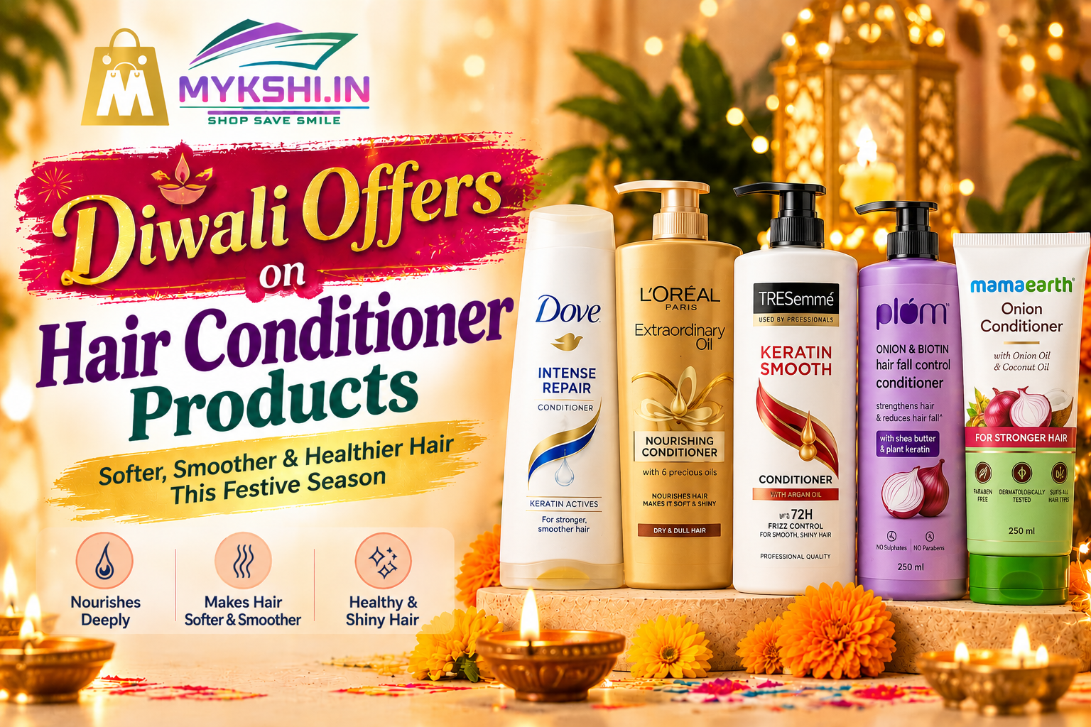 Diwali hair conditioner sale 2026 – hair care products on Mykshi