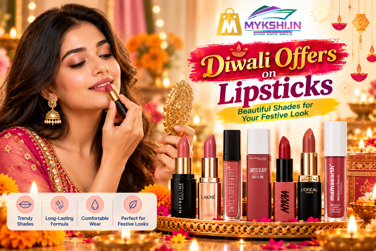 Lip Sticks for Diwali 2026: Find Your Perfect Festive Lip Colour at Mykshi